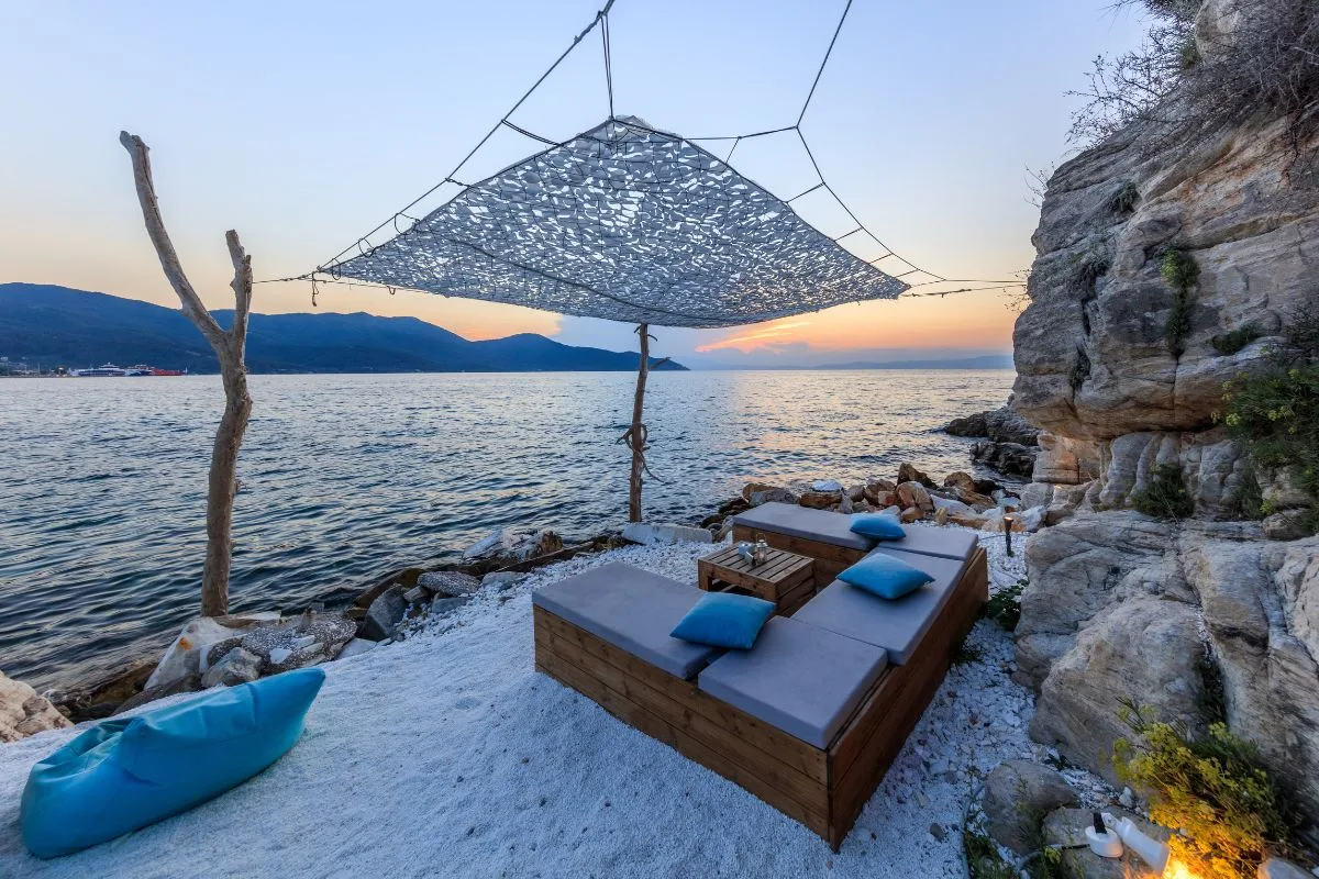 Relaxing Thassos by the sea in Greece 