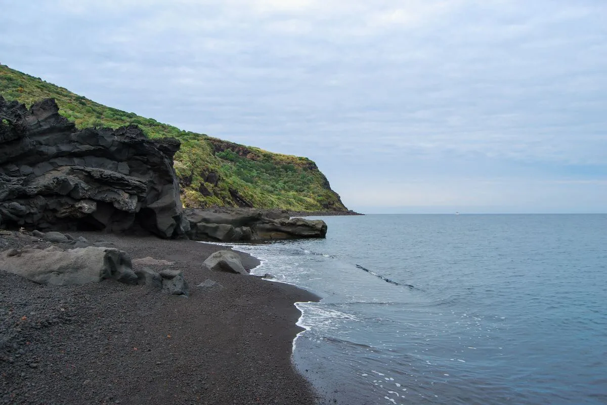 Black sand beach in Stromboli