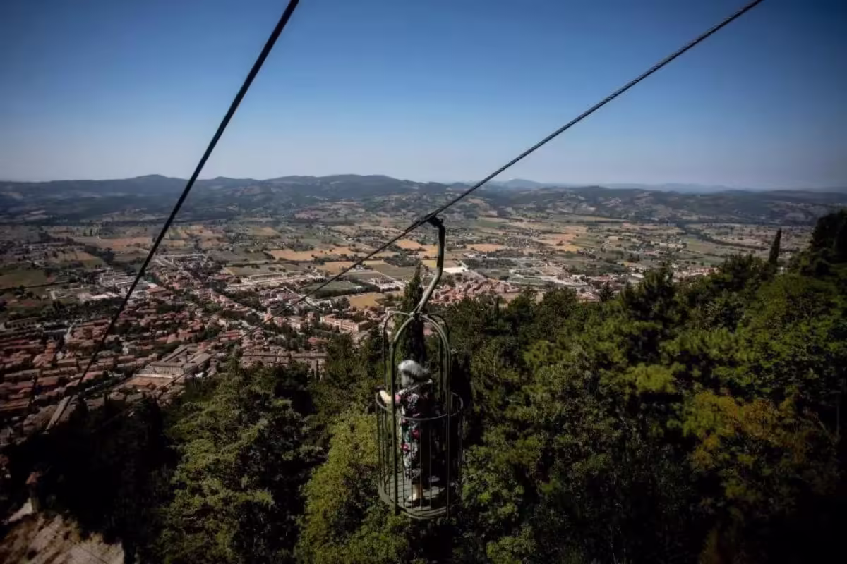 Funivia Colle Eletto, a funicular ride from the summit of Mount Ingino. Credit to Alamy for the image.
